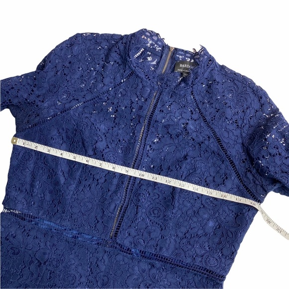 Bardot Rozie Lace Long Sleeve BodyCon High Neck Dress Navy US 10 UK 14 formal - Picture 6 of 8